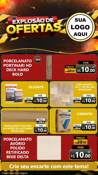 Modelo de TV para TV Vertical com o tema Explosão de Ofertas para Pisos e revestimentos