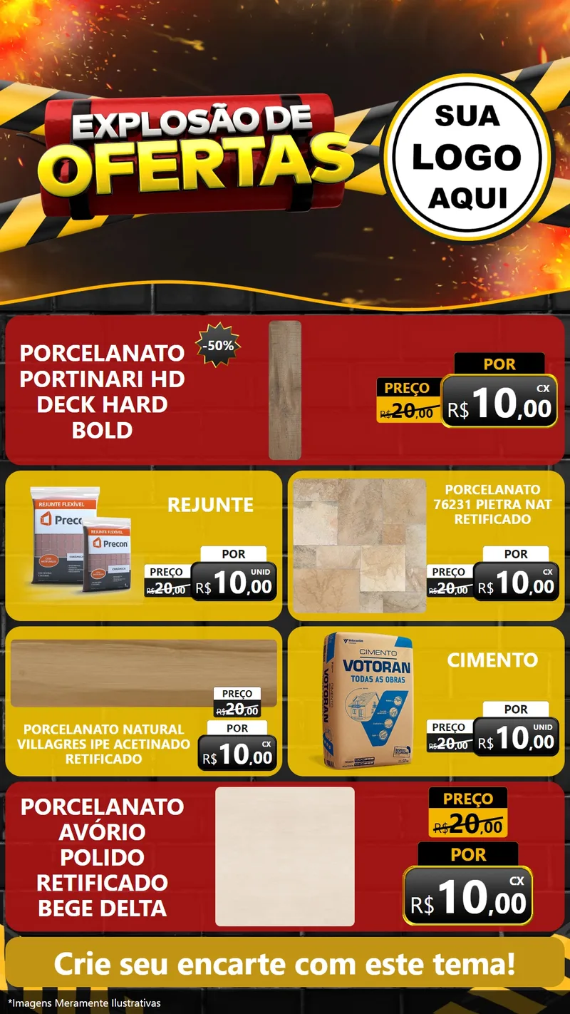 Modelo de TV para TV Vertical com o tema Explosão de Ofertas para Pisos e revestimentos