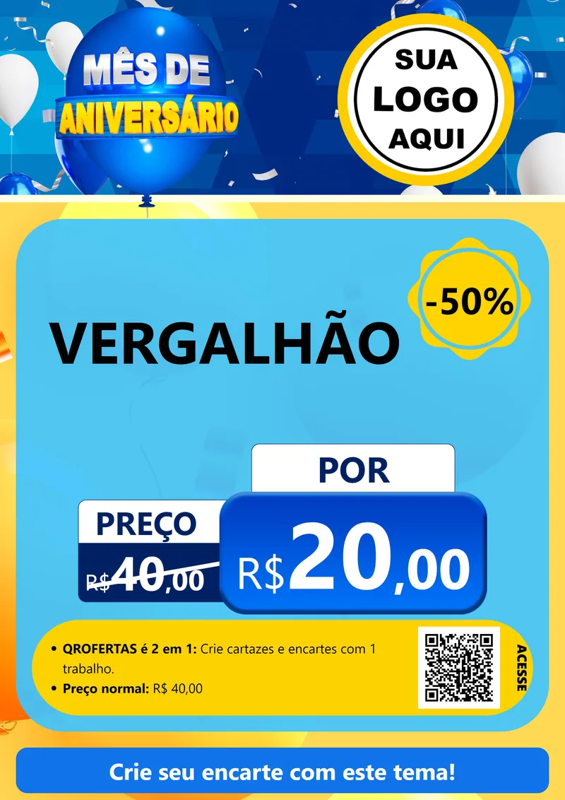 Modelo de Cartaz para Cartaz A4 Vertical com o tema Mês de Aniversário para Ferragens