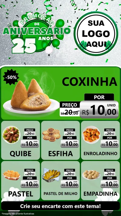 Modelo de Rede Social para Stories com o tema Promoção de Aniversário - 25 Anos para Salgadaria