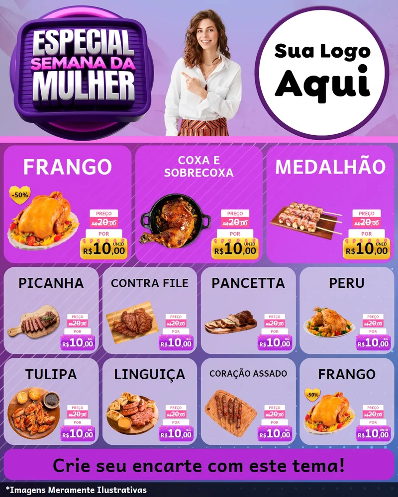 Modelo de Rede Social para Feed Instagram com o tema Especial Semana da Mulher para Assados