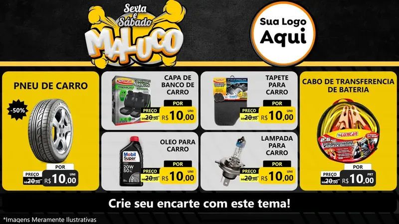 Modelo de TV para TV Horizontal com o tema Sexta e Sábado Maluco para Auto peças