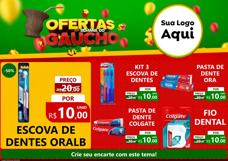 Modelo de Encarte para Encarte A4 Horizontal com o tema Ofertas Semana Do Gaúcho para Higiene Pessoal