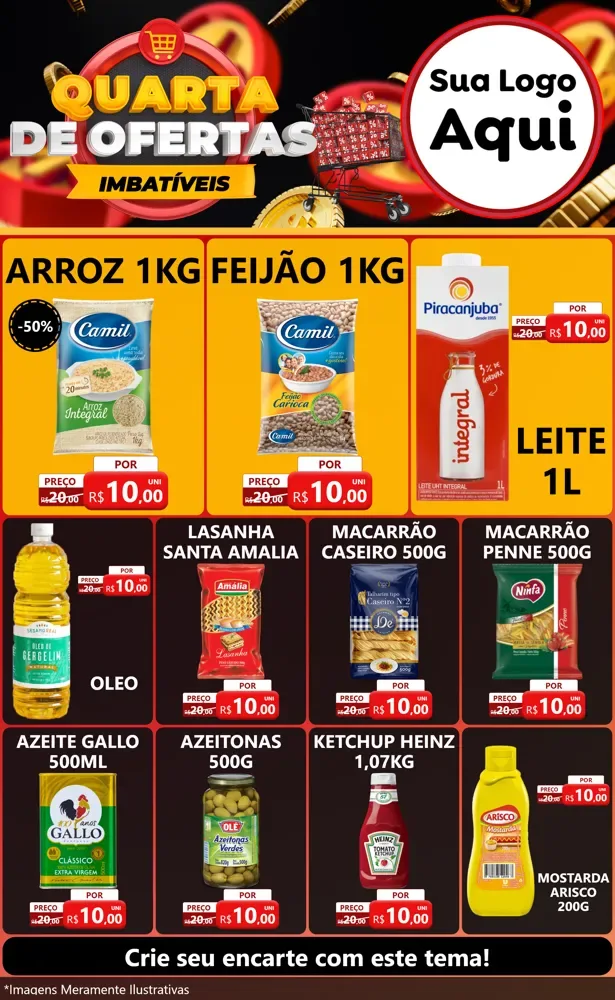 Modelo de Encarte para Encarte Grande com o tema Quarta de Ofertas Imbatíveis para Supermercado