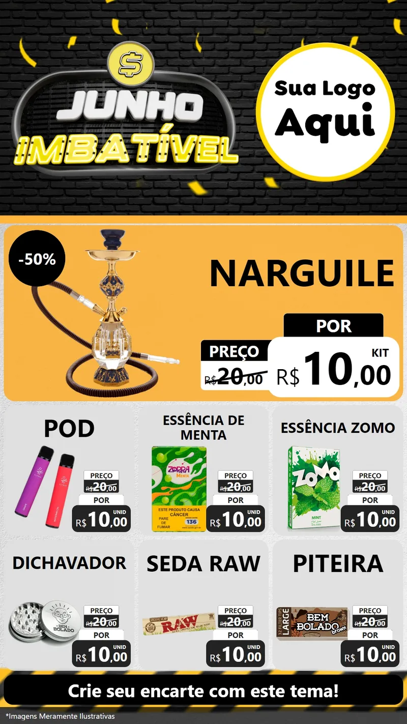 Modelo de Rede Social para Stories com o tema Junho Imbatível para Tabacaria