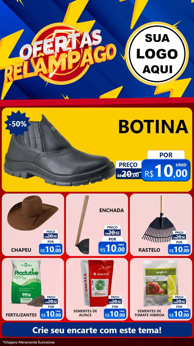 Modelo de Rede Social para Stories com o tema Ofertas Relâmpago para Agropecuária