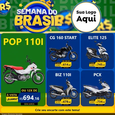 Modelo de Rede Social para Feed Facebook com o tema Semana Do Brasil para Concessionaria de Motos