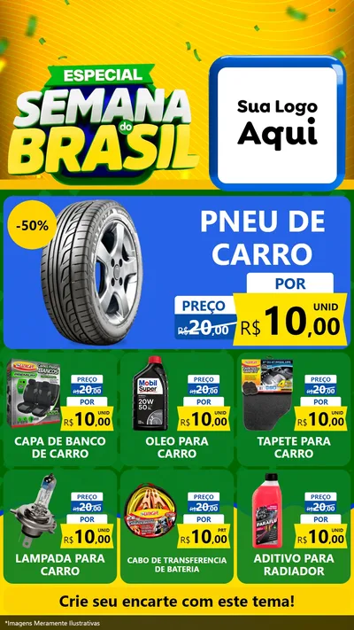 Modelo de Rede Social para Stories com o tema Especial Semana do Brasil para Auto peças