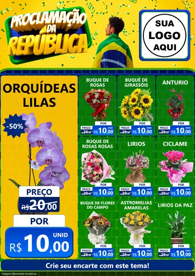 Modelo de Encarte para Encarte A4 Vertical com o tema Proclamação da República para Floricultura e jardim