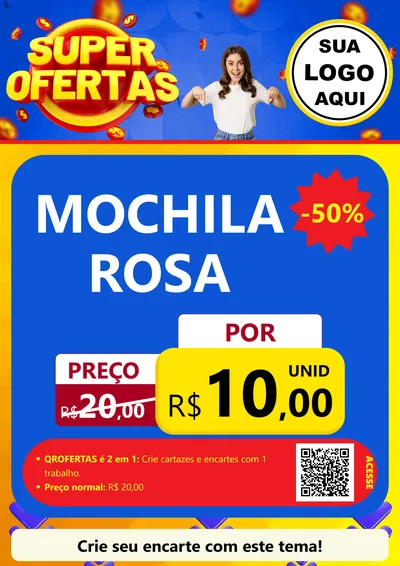 Modelo de Cartaz para Cartaz A4 Vertical com o tema Super Ofertas para Papelaria