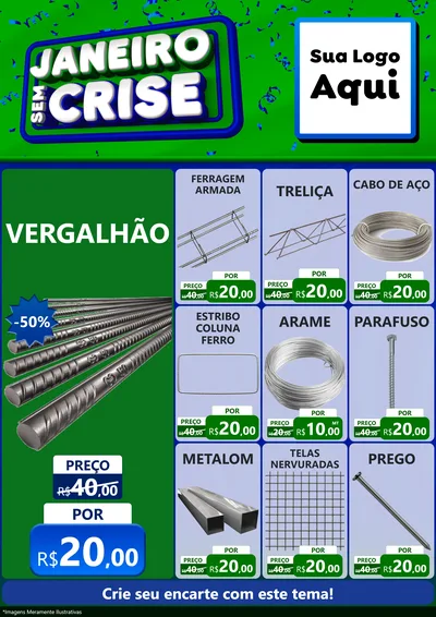 Modelo de Encarte para Encarte A4 Vertical com o tema Janeiro Sem Crise para Ferragens