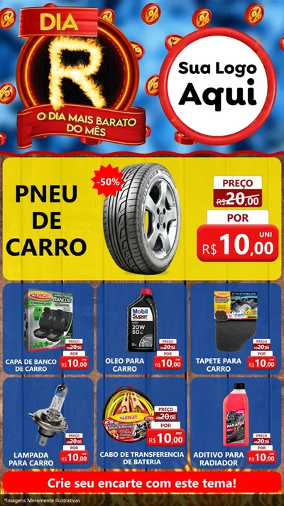 Modelo de Rede Social para Stories com o tema Dia R - O Dia Mais Barato Do Mês para Auto peças