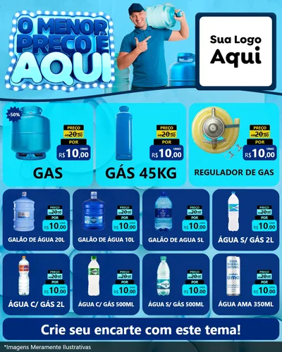 Modelo de Rede Social para Feed Instagram com o tema O Menor Preço É Aqui para Água e gás