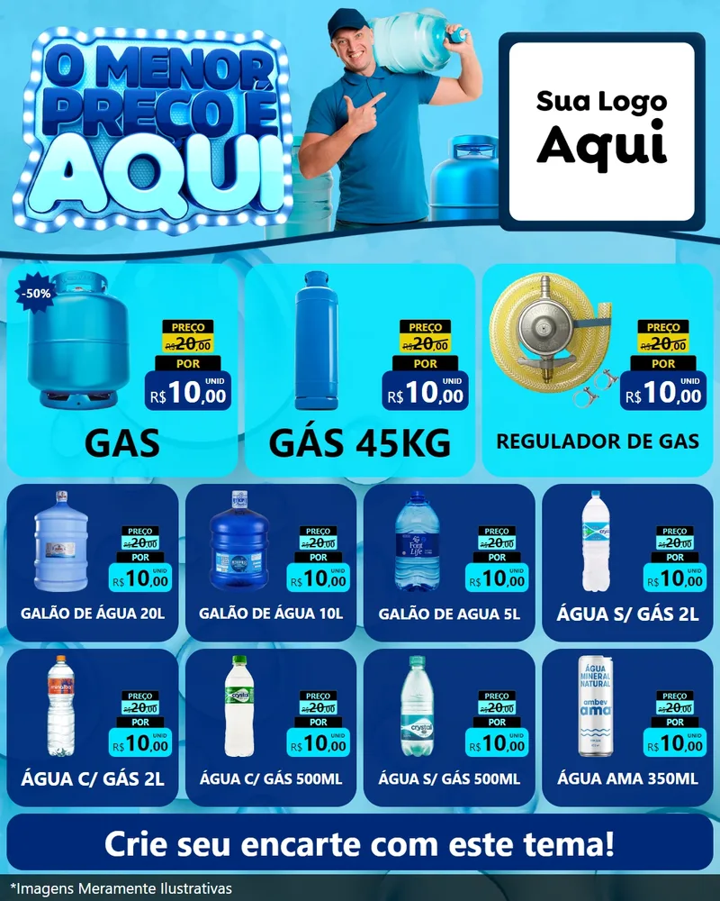 Modelo de Rede Social para Feed Instagram com o tema O Menor Preço É Aqui para Água e gás