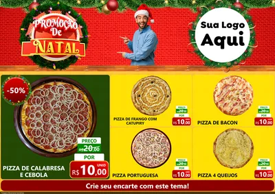 Modelo de Encarte para Encarte A4 Horizontal com o tema Promoção de Natal para Pizzaria