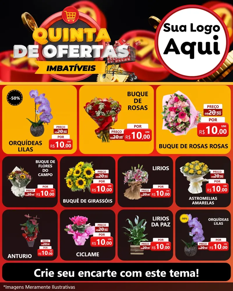 Modelo de Rede Social para Feed Instagram com o tema Quinta de Ofertas Imbatíveis para Floricultura e jardim