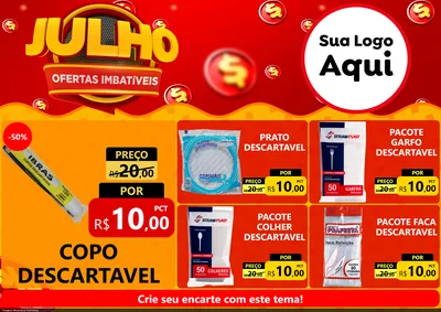 Modelo de Encarte para Encarte A4 Horizontal com o tema Julho Ofertas Imbatíveis para Embalagens