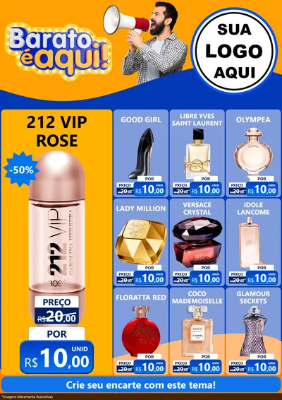 Modelo de Encarte para Encarte A4 Vertical com o tema Barato é aqui para Perfumes