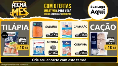 Modelo de TV para TV Horizontal com o tema Fecha Mês para Peixaria