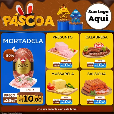 Modelo de Rede Social para Feed Facebook com o tema Páscoa para Frios e Laticínios