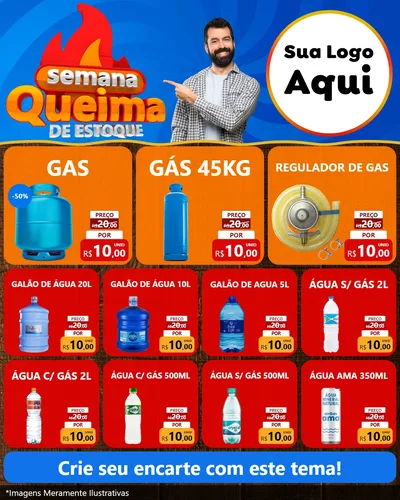 Modelo de Rede Social para Feed Instagram com o tema Semana Queima de Estoque para Água e gás