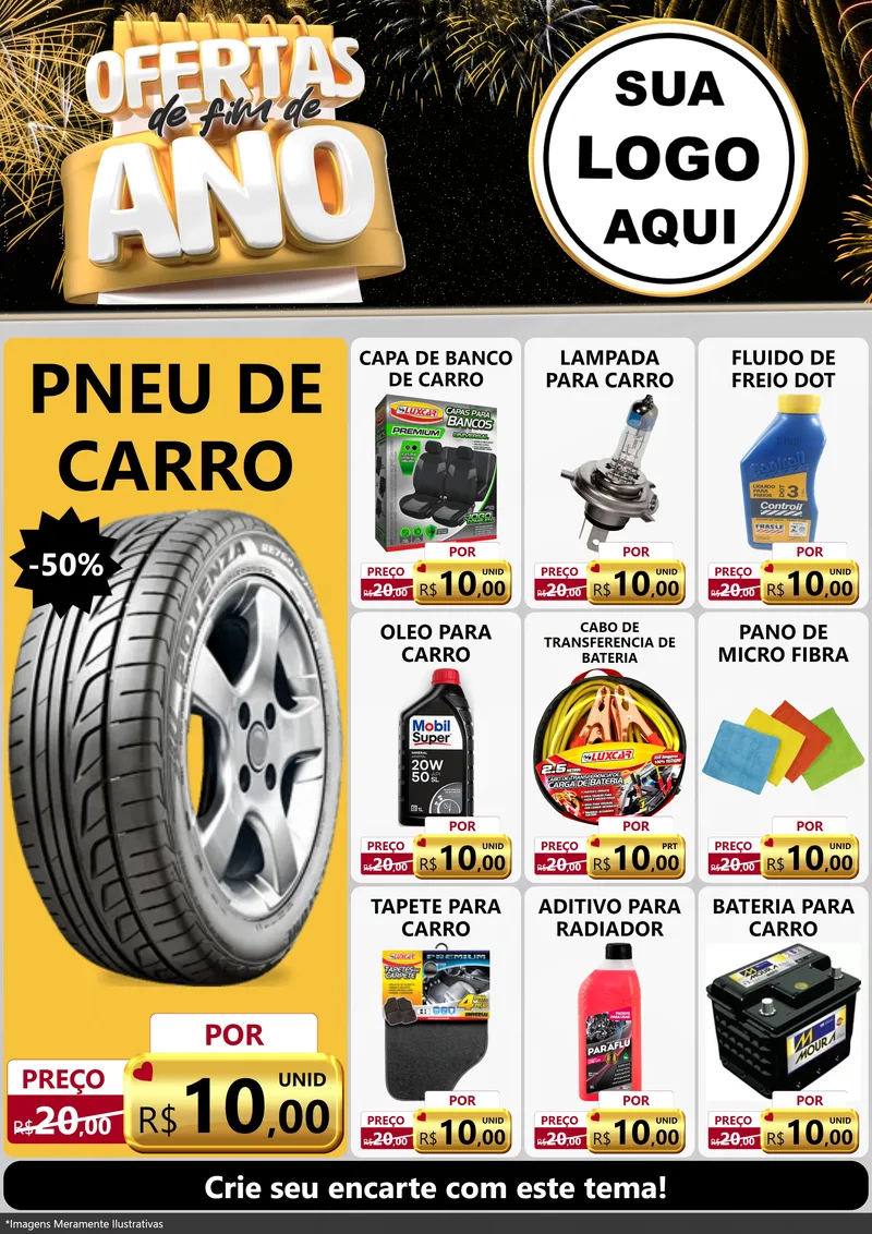 Modelo de Encarte para Encarte A4 Vertical com o tema Ofertas de Fim de Ano para Auto peças