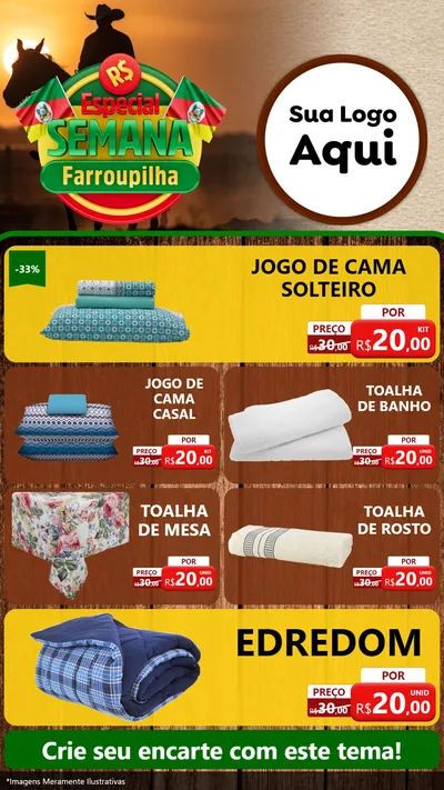 Modelo de TV para TV Vertical com o tema Especial Semana Farroupilha para Cama, Mesa e Banho