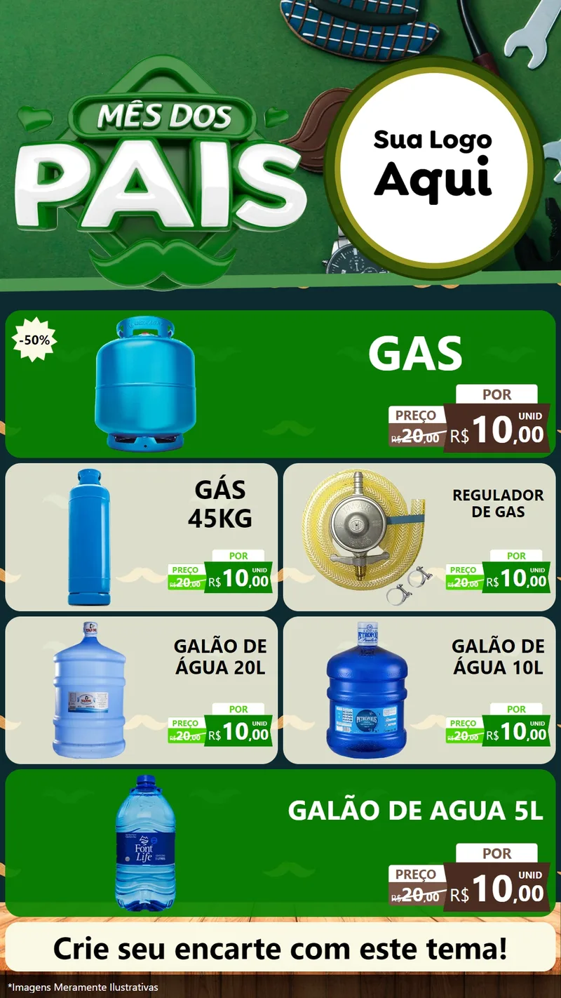 Modelo de TV para TV Vertical com o tema Mês dos Pais para Água e gás