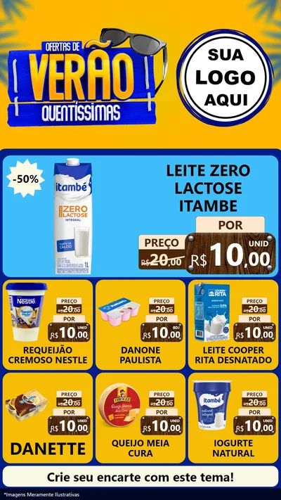 Modelo de Rede Social para Stories com o tema Ofertas de Verão Quentíssimas para Frios e Laticínios