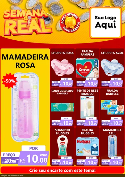 Modelo de Encarte para Encarte A4 Vertical com o tema Semana do Real para Bebês