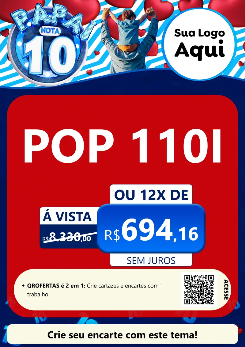 Modelo de Cartaz para Cartaz A4 Vertical com o tema Papai Nota 10 para Concessionaria de Motos