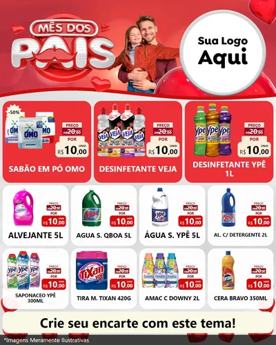 Modelo de Rede Social para Feed Instagram com o tema Mês dos Pais para Produtos de Limpeza