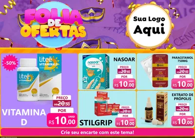 Modelo de Encarte para Encarte A4 Horizontal com o tema Folia de Ofertas para Farmácia