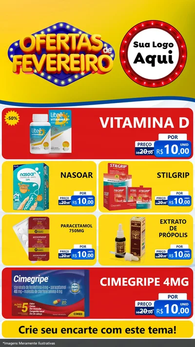 Modelo de TV para TV Vertical com o tema Ofertas de Fevereiro para Farmácia