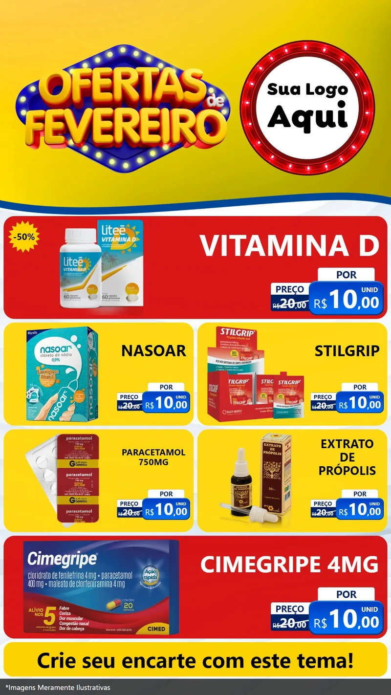 Modelo de TV para TV Vertical com o tema Ofertas de Fevereiro para Farmácia