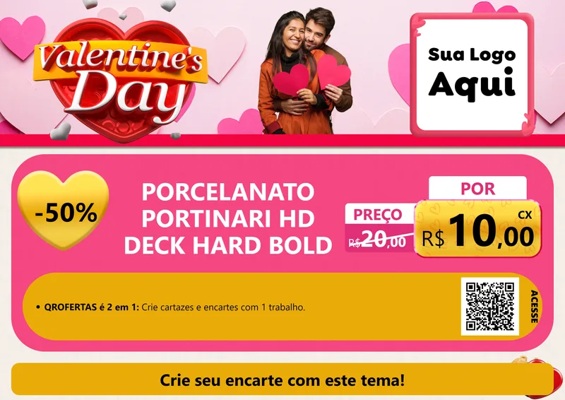 Modelo de Cartaz para Cartaz A4 Horizontal com o tema Valentine's Day para Pisos e revestimentos