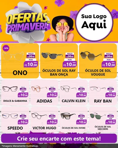 Modelo de Rede Social para Feed Instagram com o tema Ofertas Da Primavera para Óticas