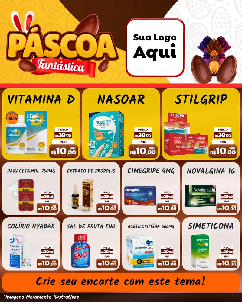 Modelo de Rede Social para Feed Instagram com o tema Páscoa Fantástica para Farmácia