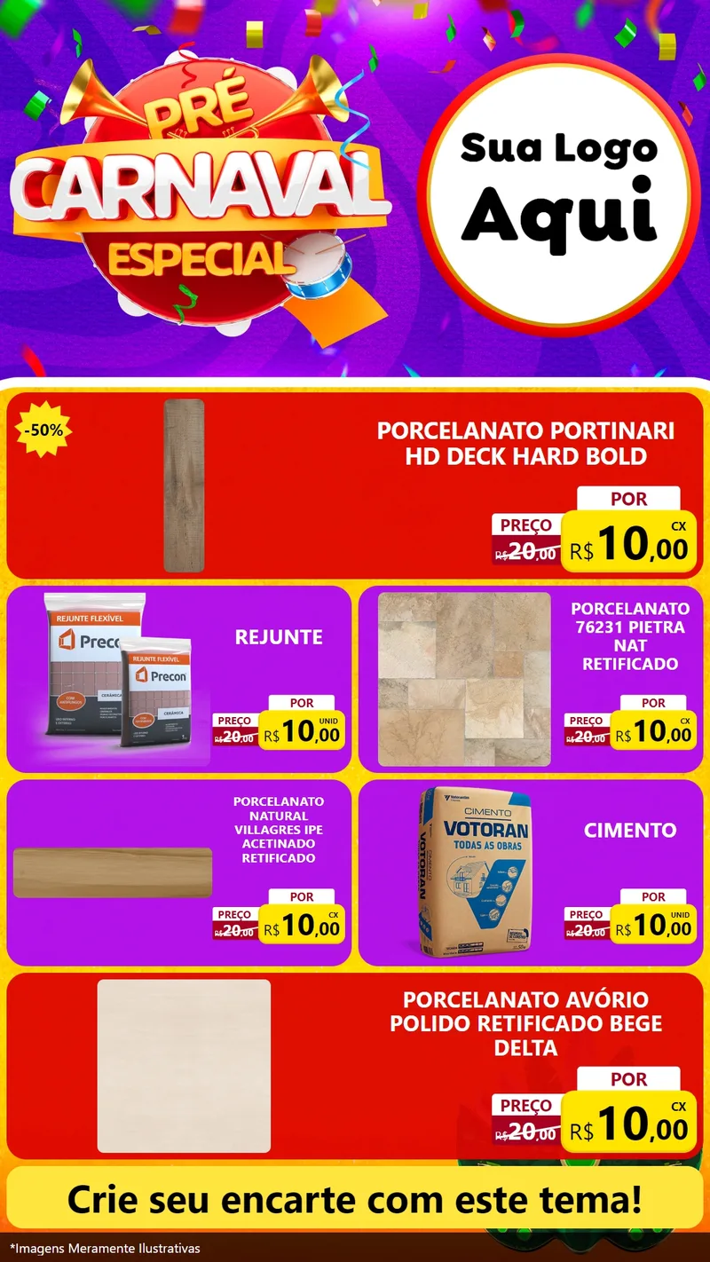 Modelo de TV para TV Vertical com o tema Pré-Carnaval Especial para Pisos e revestimentos