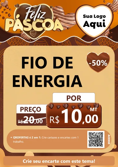 Modelo de Cartaz para Cartaz A4 Vertical com o tema Feliz Páscoa para Materiais Elétricos