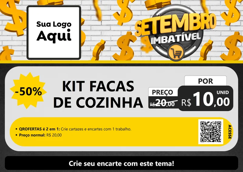 Modelo de Cartaz para Cartaz A4 Horizontal com o tema Setembro Imbatível para Utilidades Domésticas