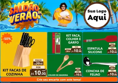 Modelo de Encarte para Encarte A4 Horizontal com o tema Saldão de Verão para Utilidades Domésticas