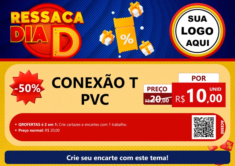 Modelo de Cartaz para Cartaz A4 Horizontal com o tema Ressaca Dia D para Tubos e conexões