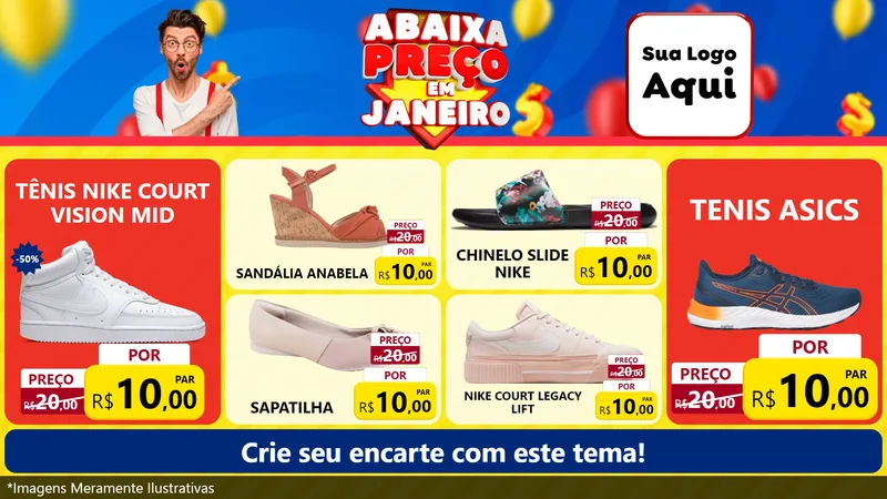 Modelo de TV para TV Horizontal com o tema Abaixa Preço em Janeiro para Calçados