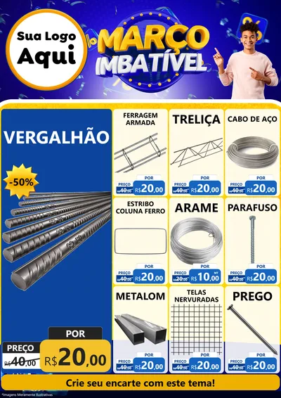 Modelo de Encarte para Encarte A4 Vertical com o tema Março Imbatível para Ferragens