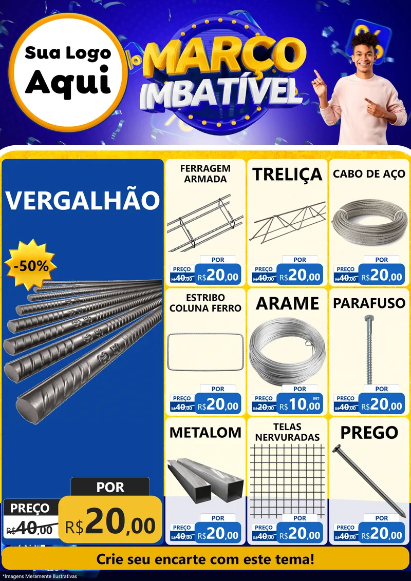 Modelo de Encarte para Encarte A4 Vertical com o tema Março Imbatível para Ferragens