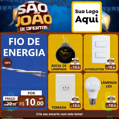 Modelo de Rede Social para Feed Facebook com o tema São João Ofertas Imbatíveis! - Junina para Materiais Elétricos