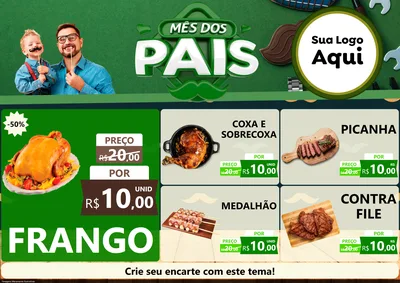 Modelo de Encarte para Encarte A4 Horizontal com o tema Mês dos Pais para Assados