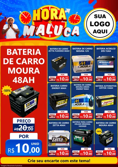 Modelo de Encarte para Encarte A4 Vertical com o tema Hora Maluca para Baterias Elétricas