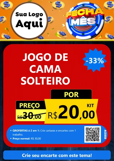 Modelo de Cartaz para Cartaz A4 Vertical com o tema Fecha Mês para Cama, Mesa e Banho